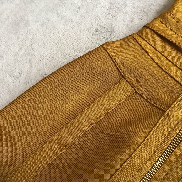 House of CB Belice Ginger Tie Waist Bandage Dress Mustard Gold Yellow Sz XS - Picture 11 of 13